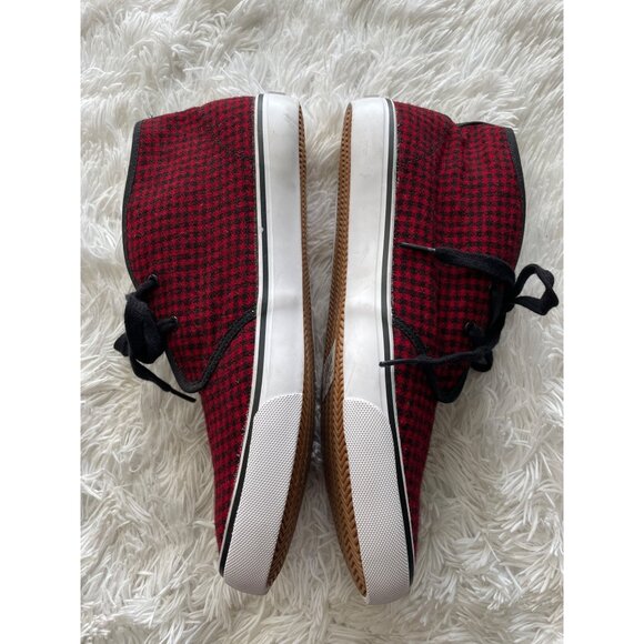 MARK MCNAIRY for GENERIC SURPLUS Houndstooth Lace-Up Ankle Sneakers Red & Black - Picture 5 of 10